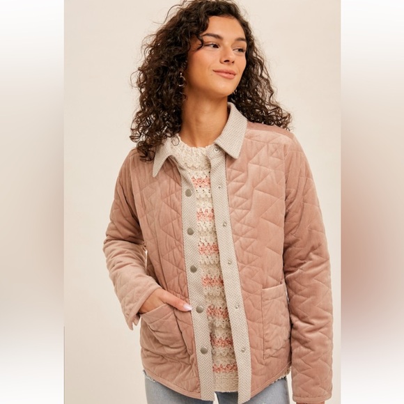 307. Velvet Quilted Cozy Jacket Blush Pink W/Pockets S, M & L NEW Item NWT - Picture 2 of 5